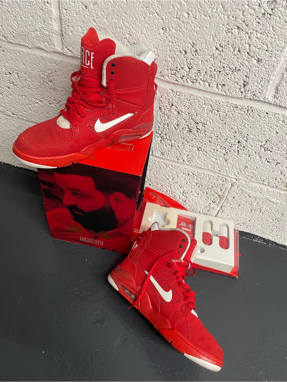 Nike Kids Red High-Top Sneakers with White Swoosh